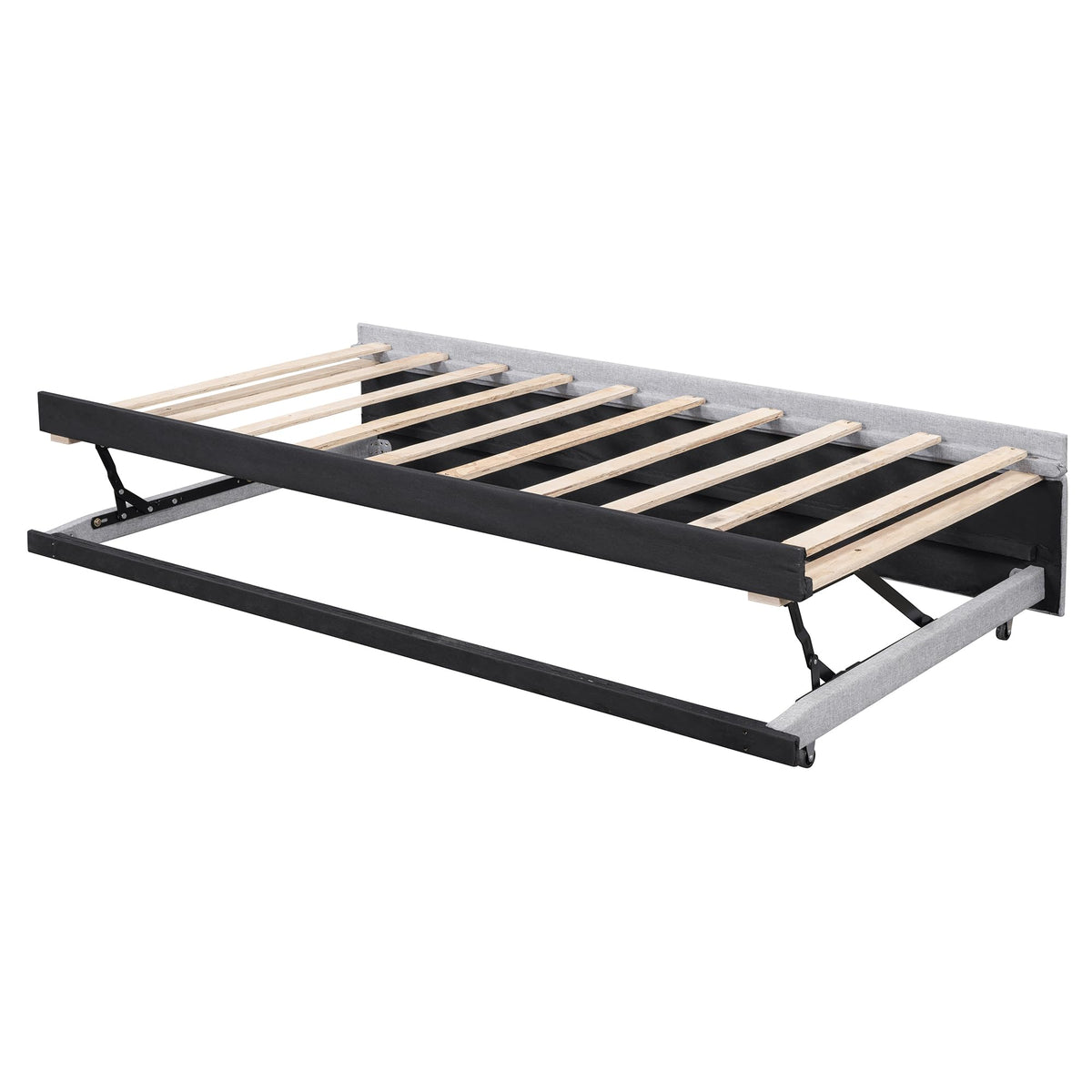 Twin Size Linen Extendable Upholstered Daybed with Pop Up Trundle U6402