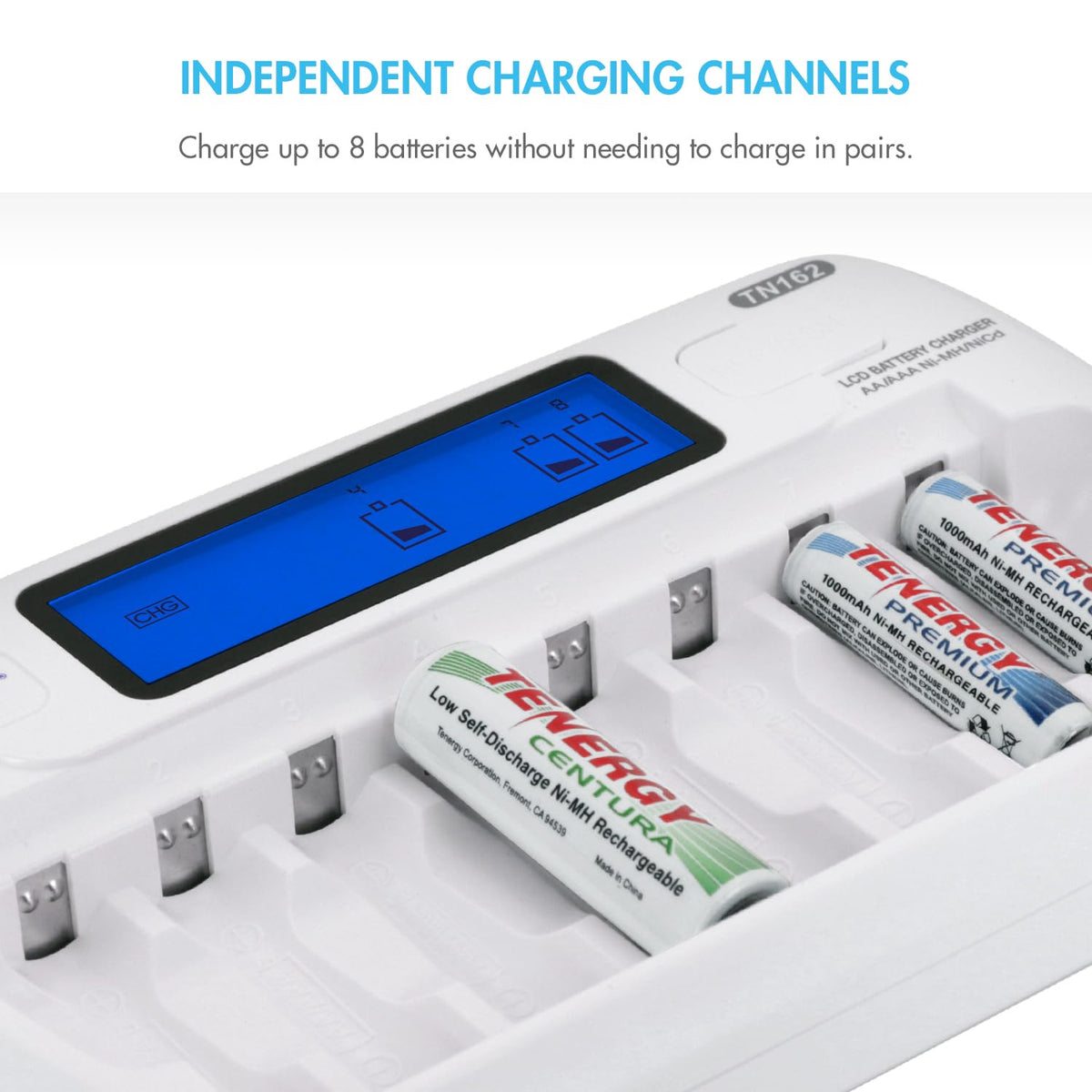 8-Bay Smart LCD Battery Charger for AA/AAA NiMH/NiCd Batteries F612