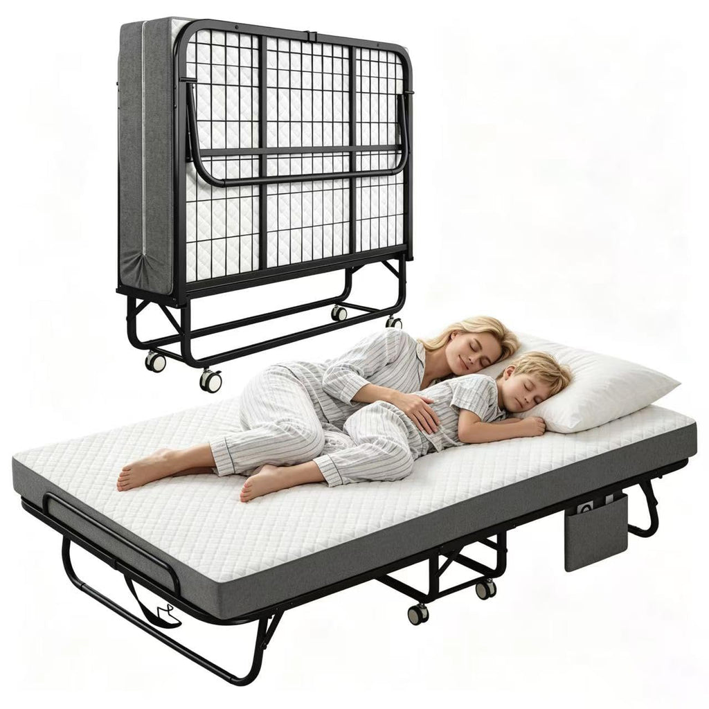 Folding Twin XL Size Bed with Memory Foam Mattress U628497