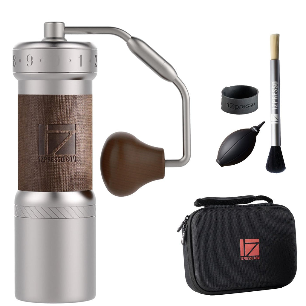 Manual Coffee Grinder Silver with Carrying Case Stainless Steel Conical Burr A119383