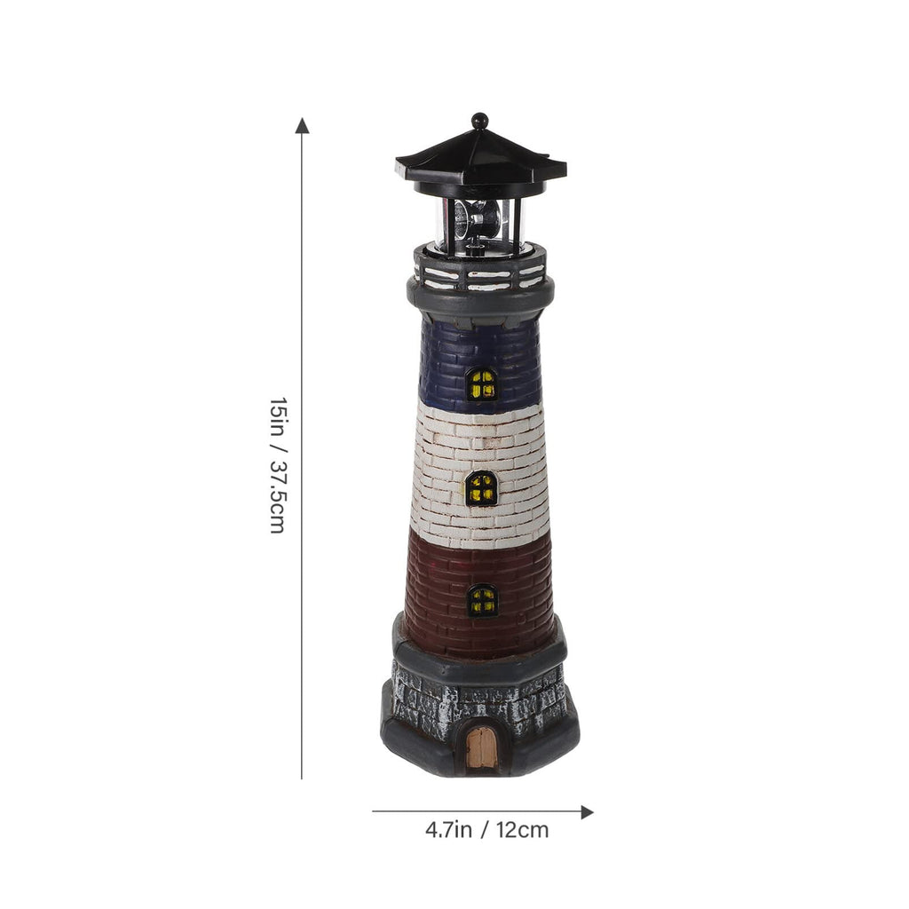 Solar Lighthouse Garden Lights Outdoor Waterproof Resin Statue Lamp L3943