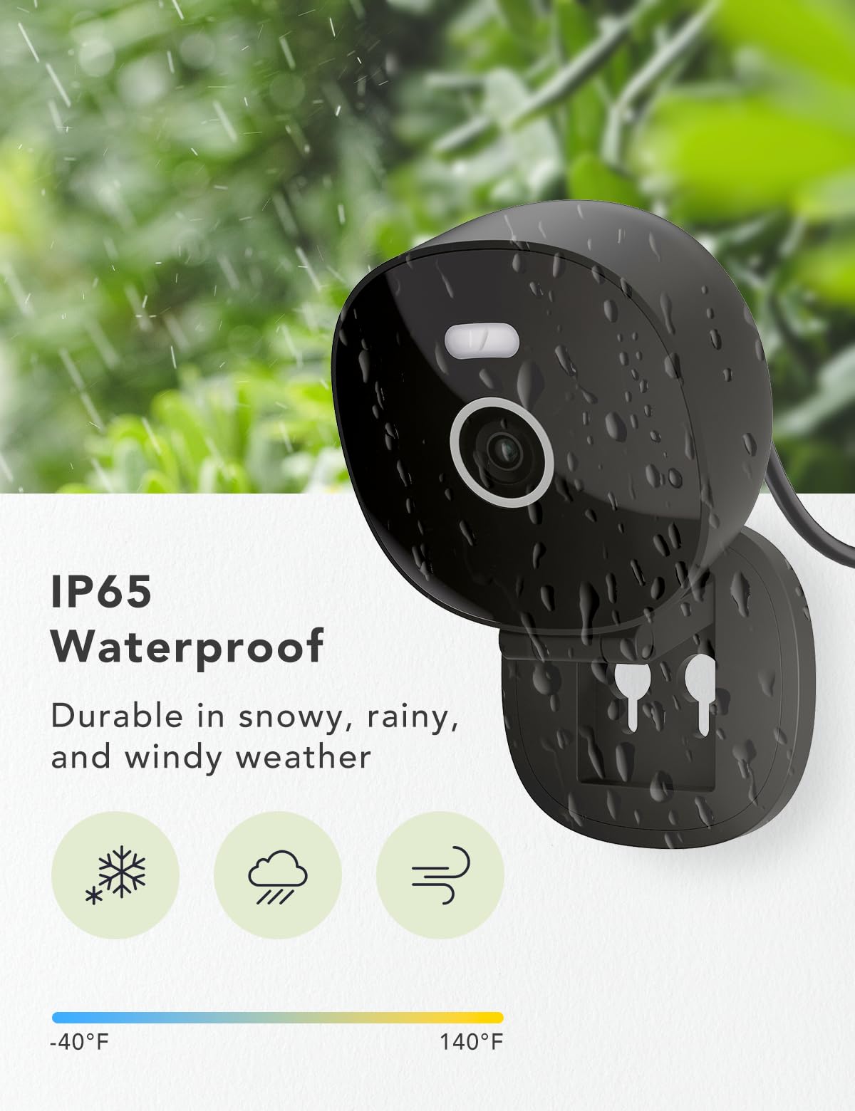 2K Wired Security Camera, Indoor/Outdoor, IP65 Waterproof Color Night Vision, Black K51387