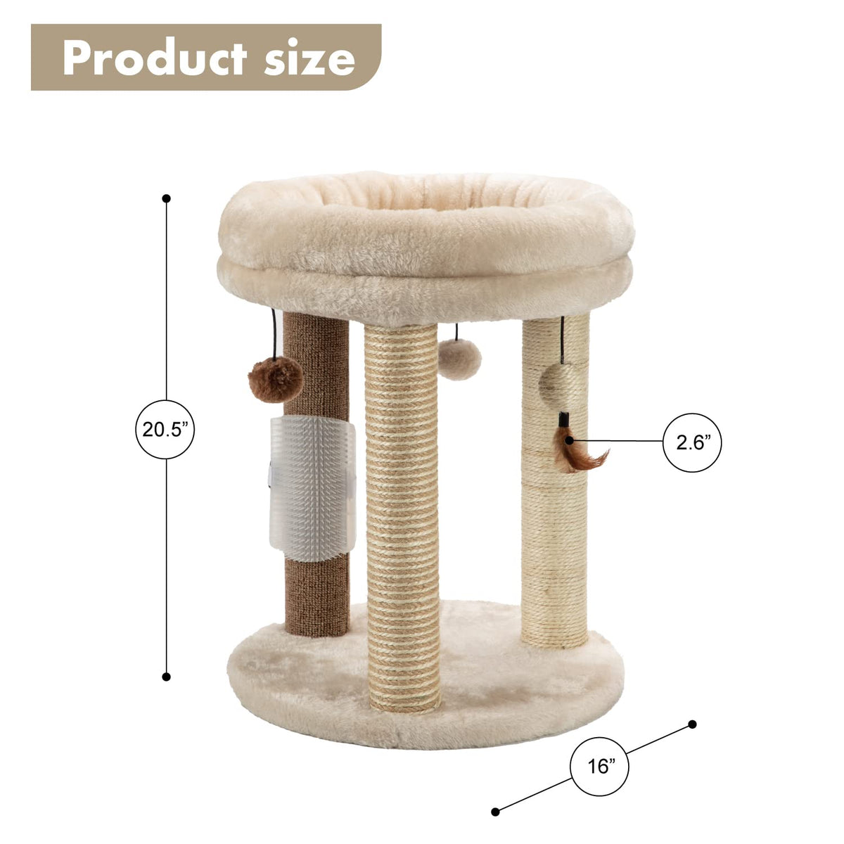 Small Cat Tree with Scratching Post and Soft Bed J6843