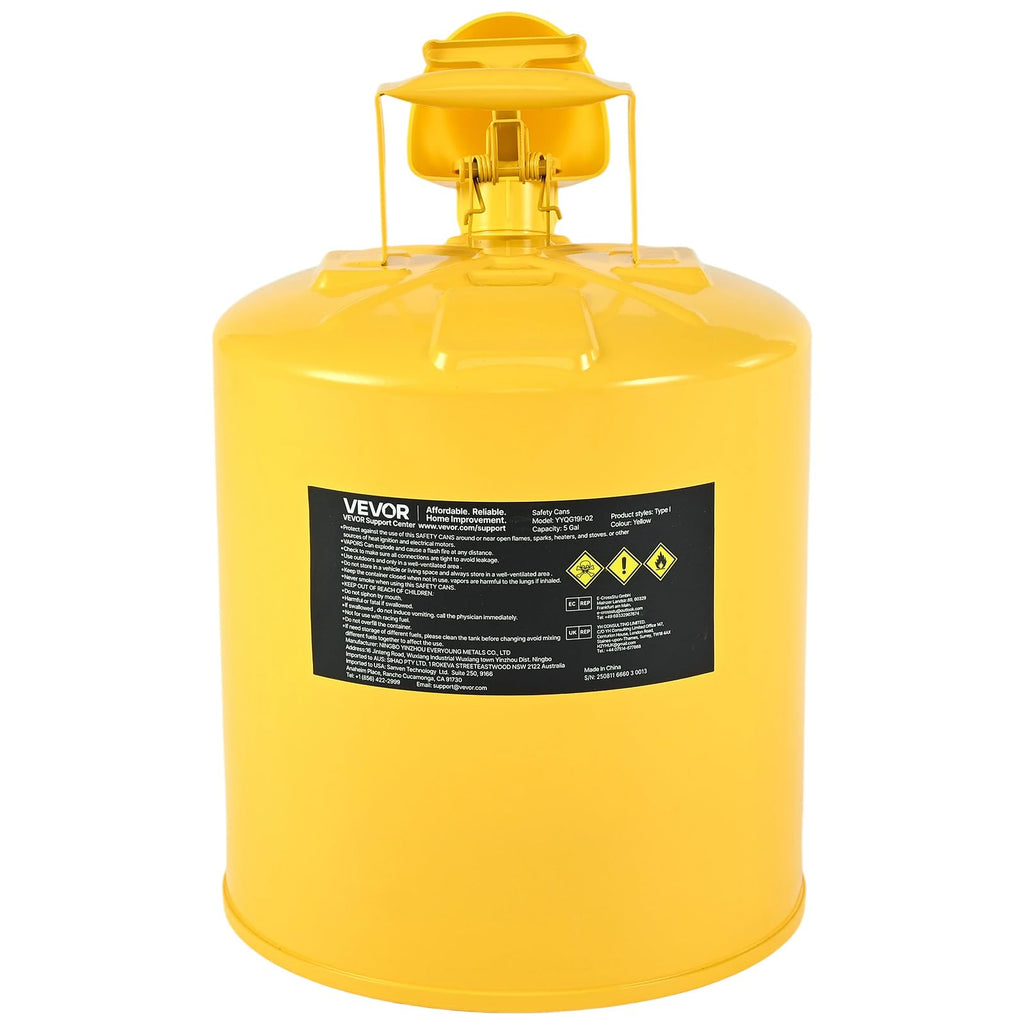 5 Gallon Type I Yellow Metal Container with Flame Arrester Z482