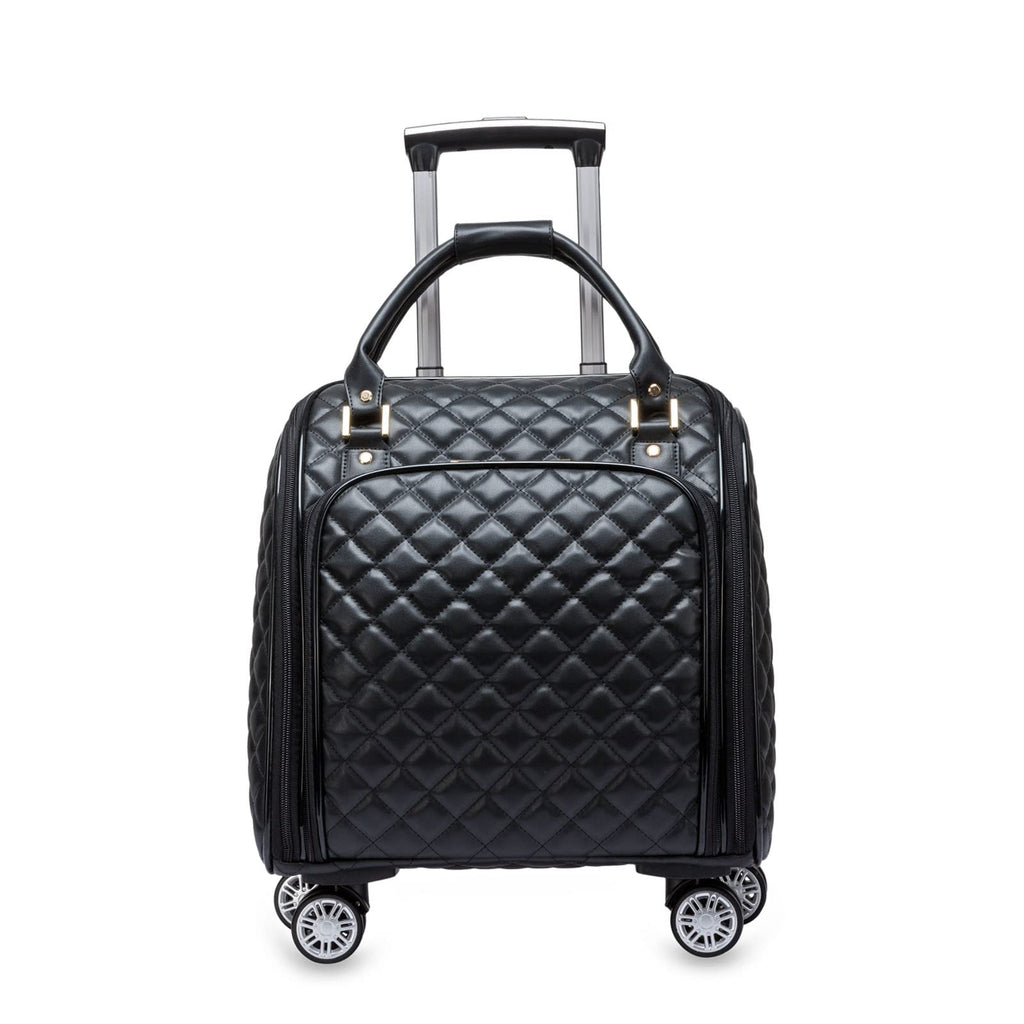 Leather Expandable Spinner Underseat Carry On Luggage U457552