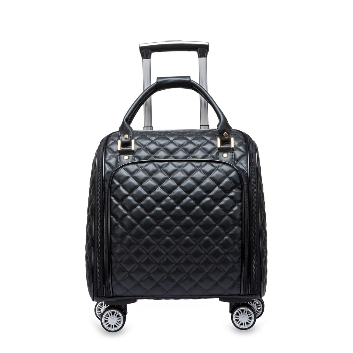 Leather Expandable Spinner Underseat Carry On Luggage U457552