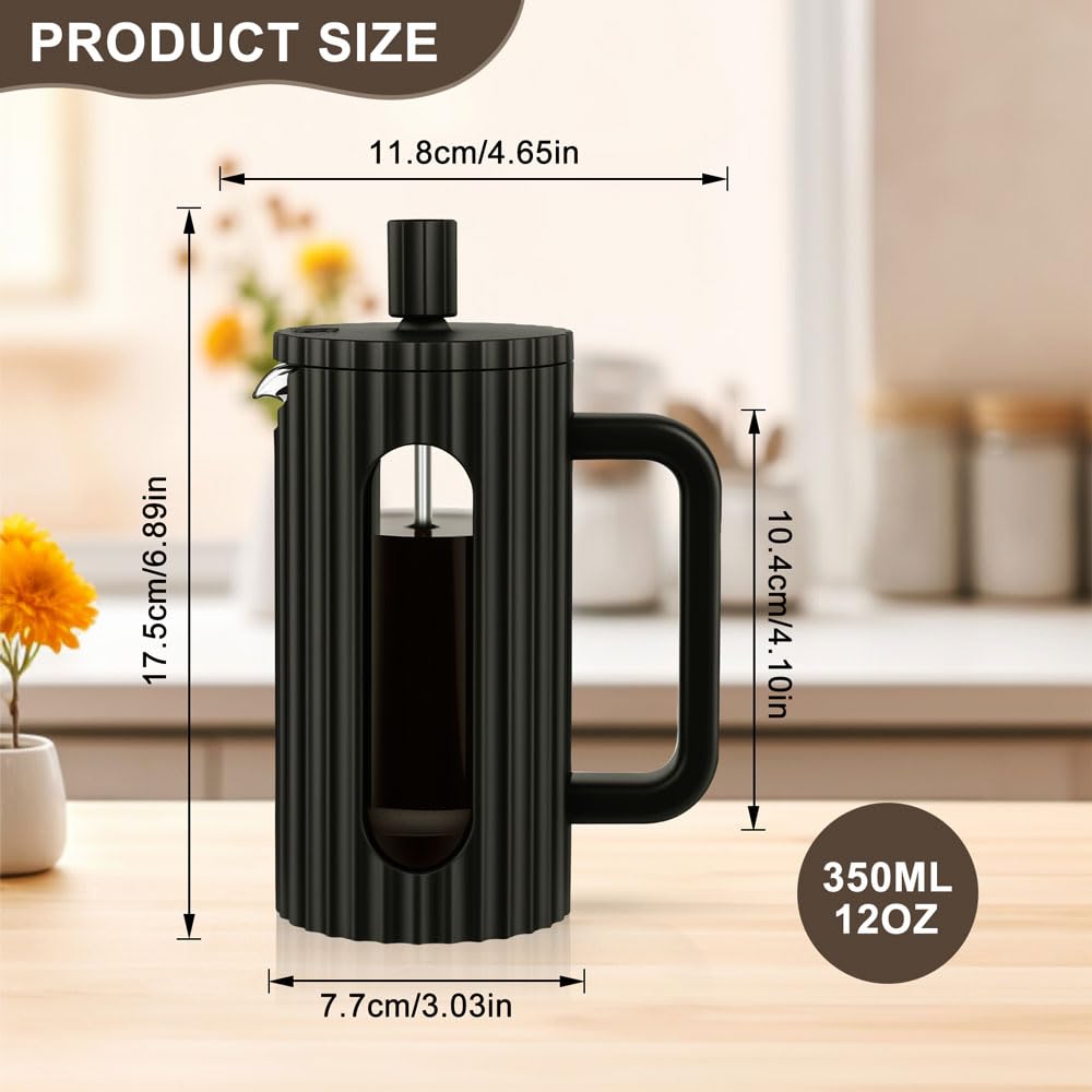 French Press Coffee Maker 12OZ Borosilicate Glass F216