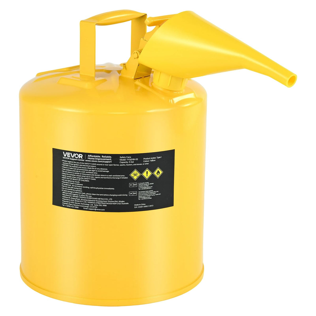5 Gallon Type I Yellow Metal Container with Flame Arrester Z482