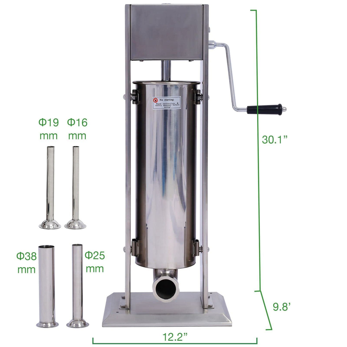 Stainless Steel 2 Speed Vertical Sausage Stuffer with 4 Nozzles J896