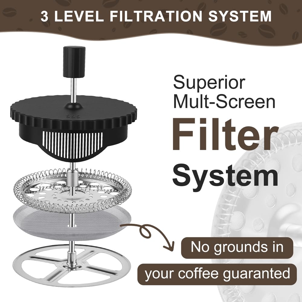 French Press Coffee Maker 12OZ Borosilicate Glass F216