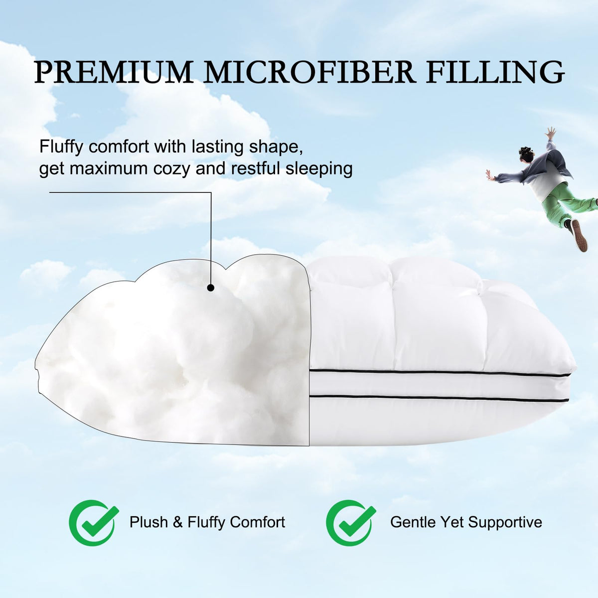 King Size Set of 2 Cotton Pillows I69578