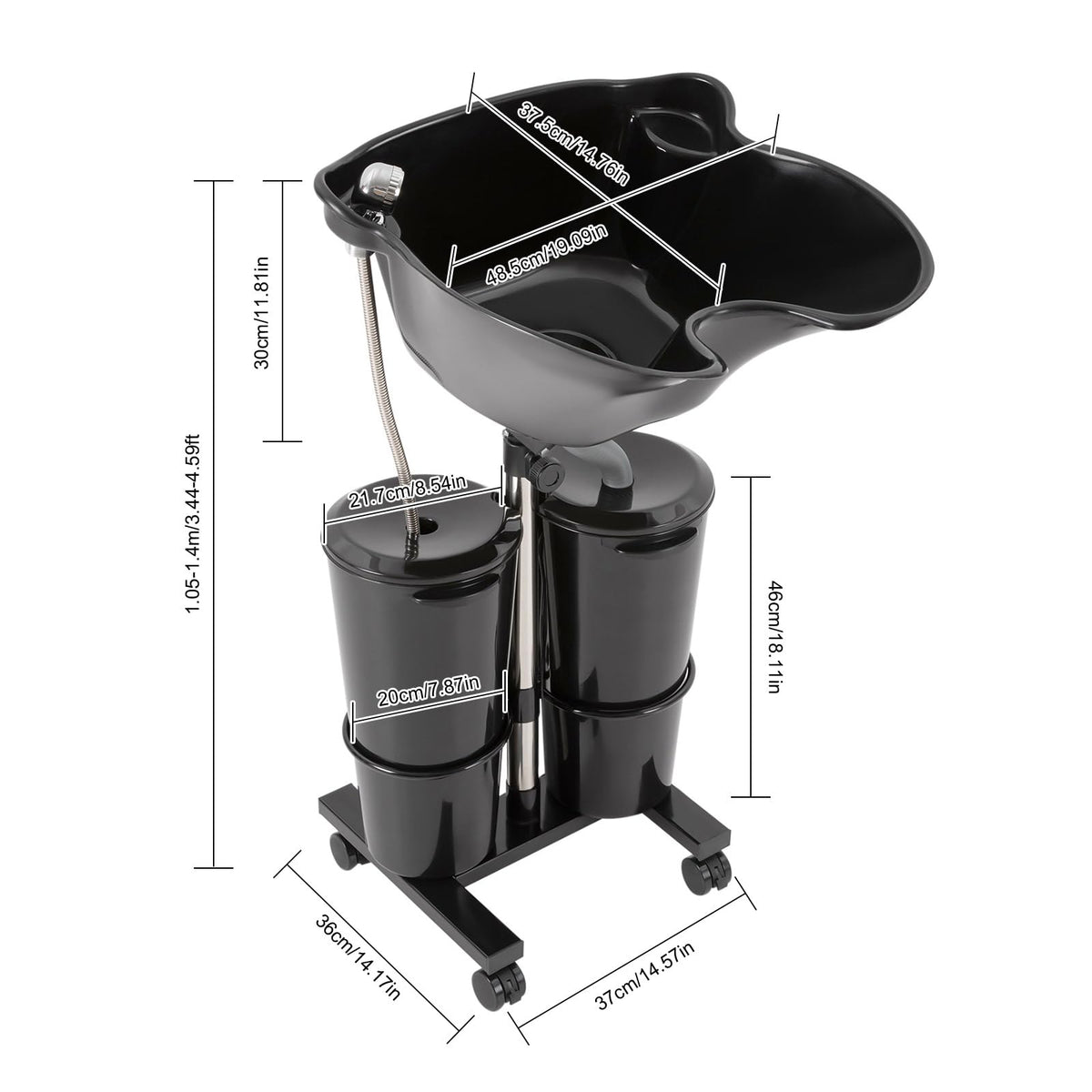 Portable Abs Shampoo Basin with 2 Water Buckets M5334