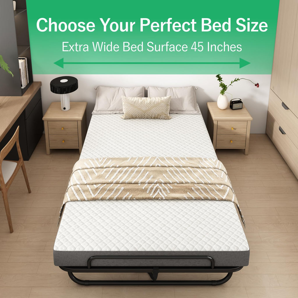 Folding Twin XL Size Bed with Memory Foam Mattress U628497