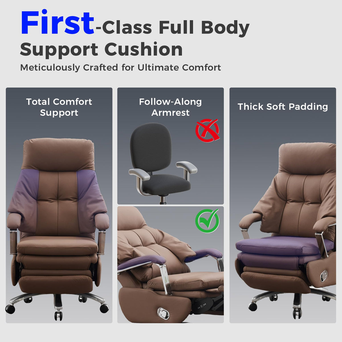 Brown PU Leather Recliner Chair with Footrest 400LBS B110456