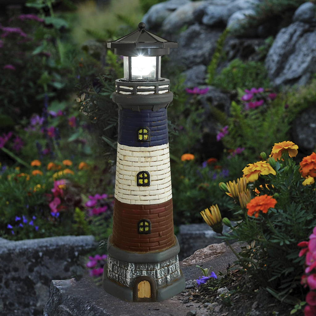 Solar Lighthouse Garden Lights Outdoor Waterproof Resin Statue Lamp L3943