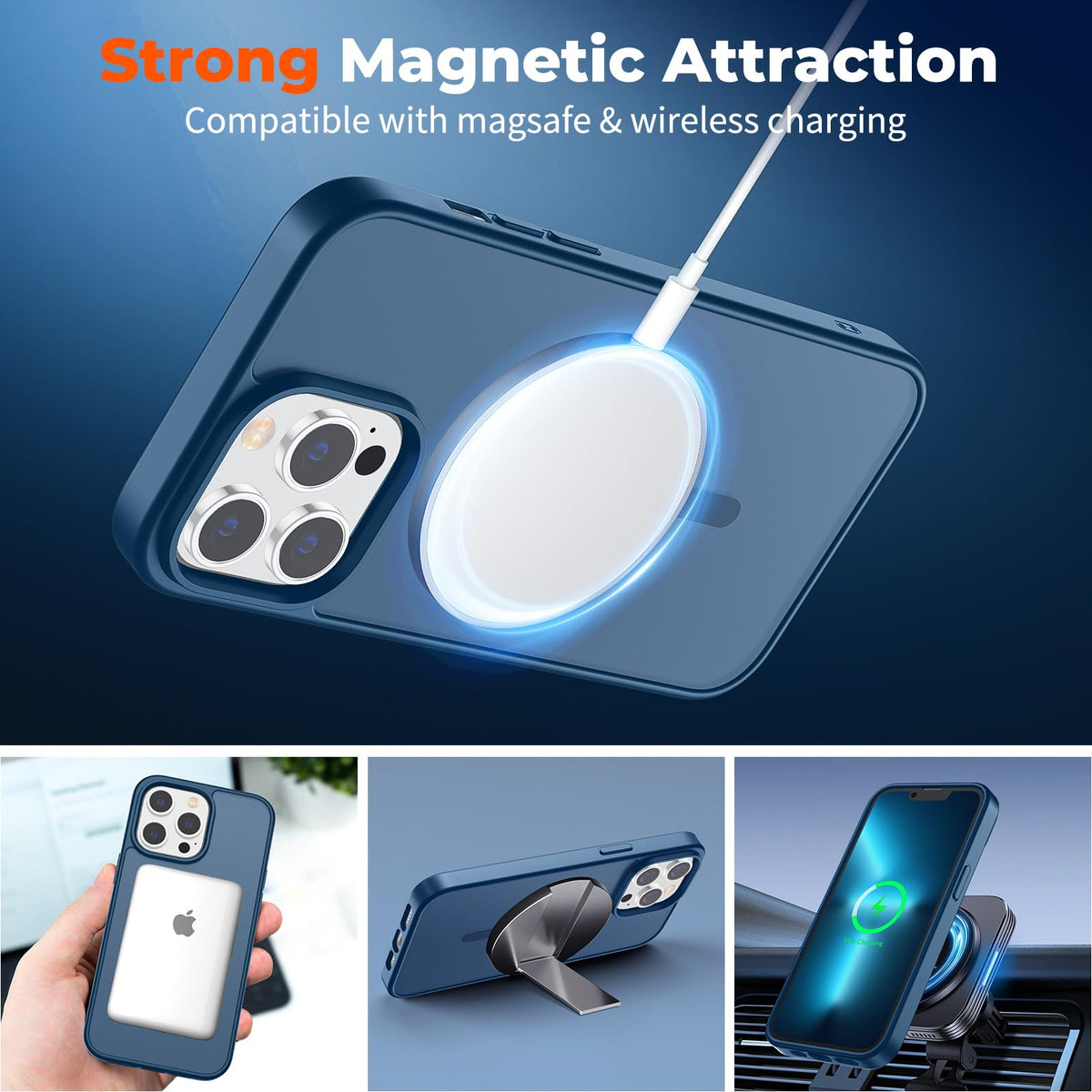 Magnetic iPhone 13 Pro Max Case Dark Blue B750