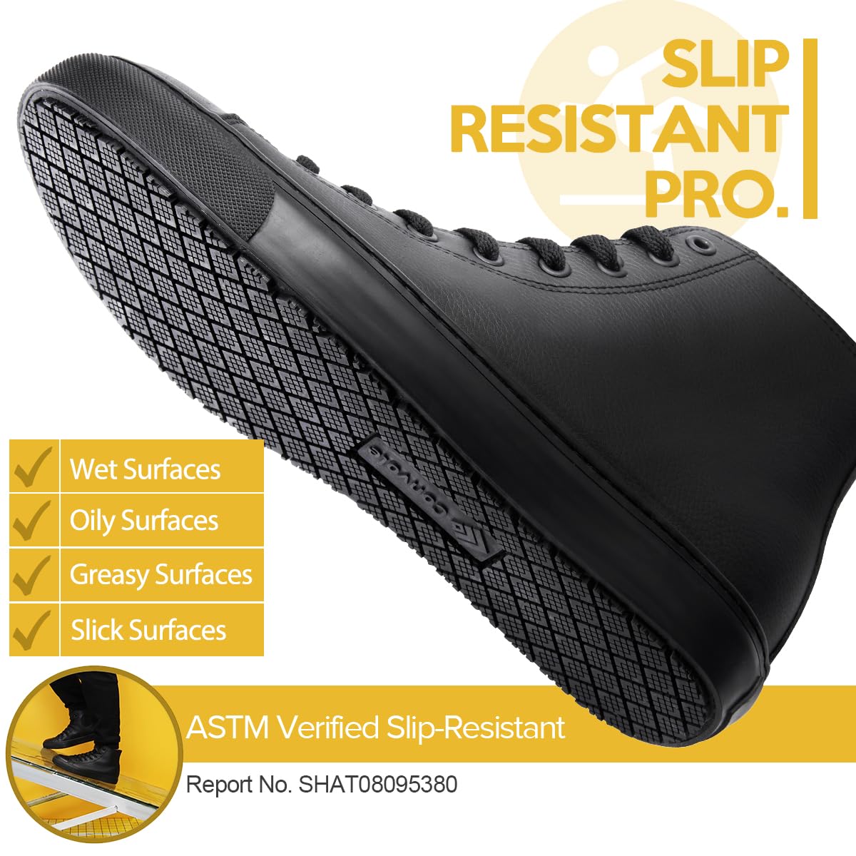 Black Waterproof Non-Slip Leather Work Shoes N3104