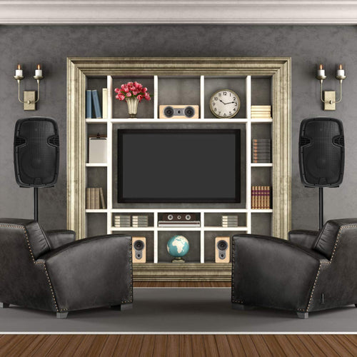 2000W 12" Portable Dual Powered Speakers PA System with Tripod Stands J801675