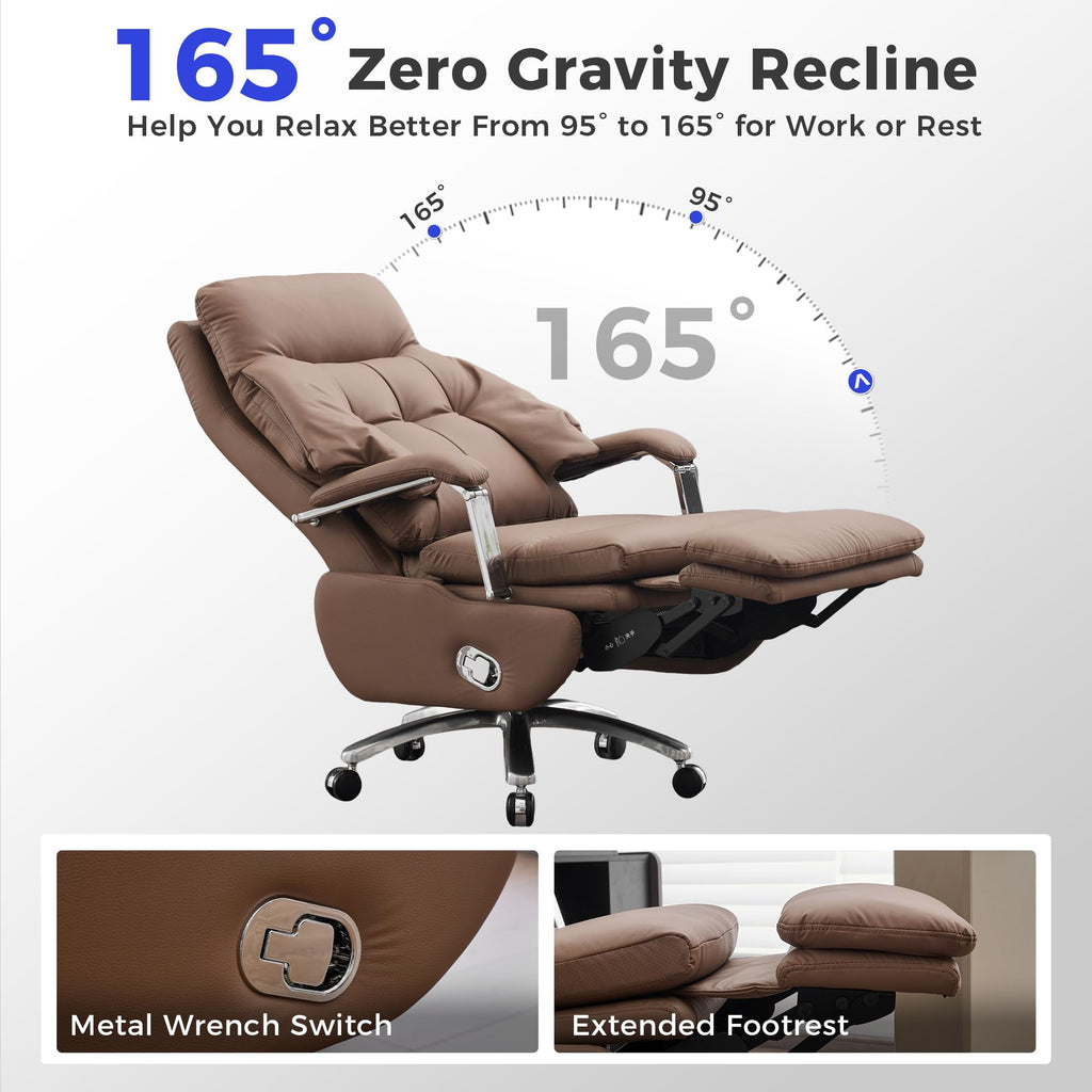 Brown PU Leather Recliner Chair with Footrest 400LBS B110456