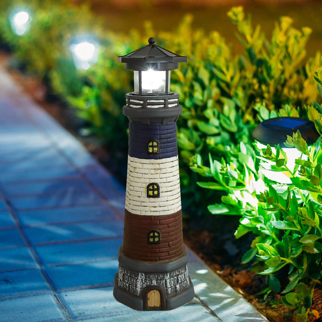 Solar Lighthouse Garden Lights Outdoor Waterproof Resin Statue Lamp L3943