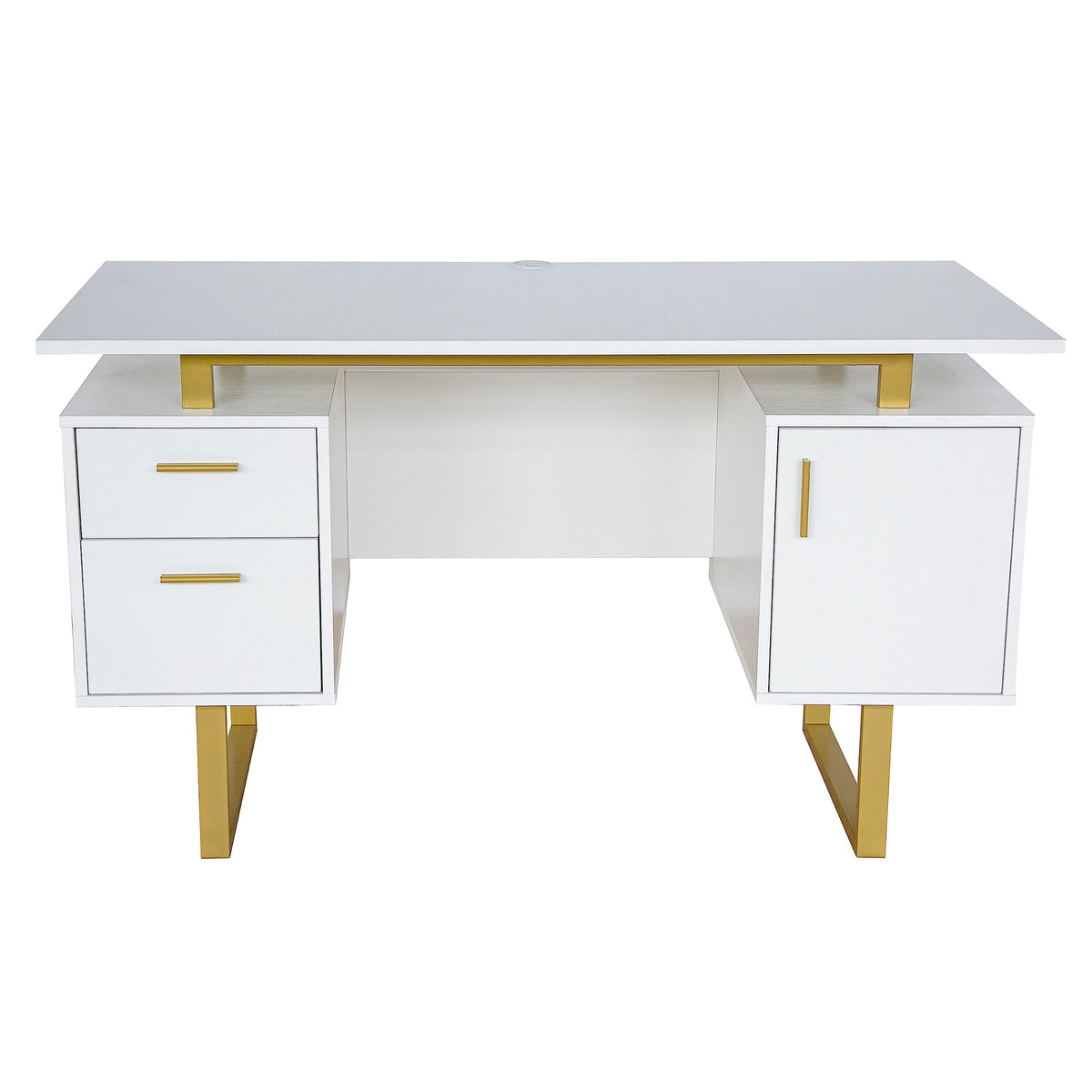 51"W Computer Desk with 2 Drawers & Storage Cabinet O38912