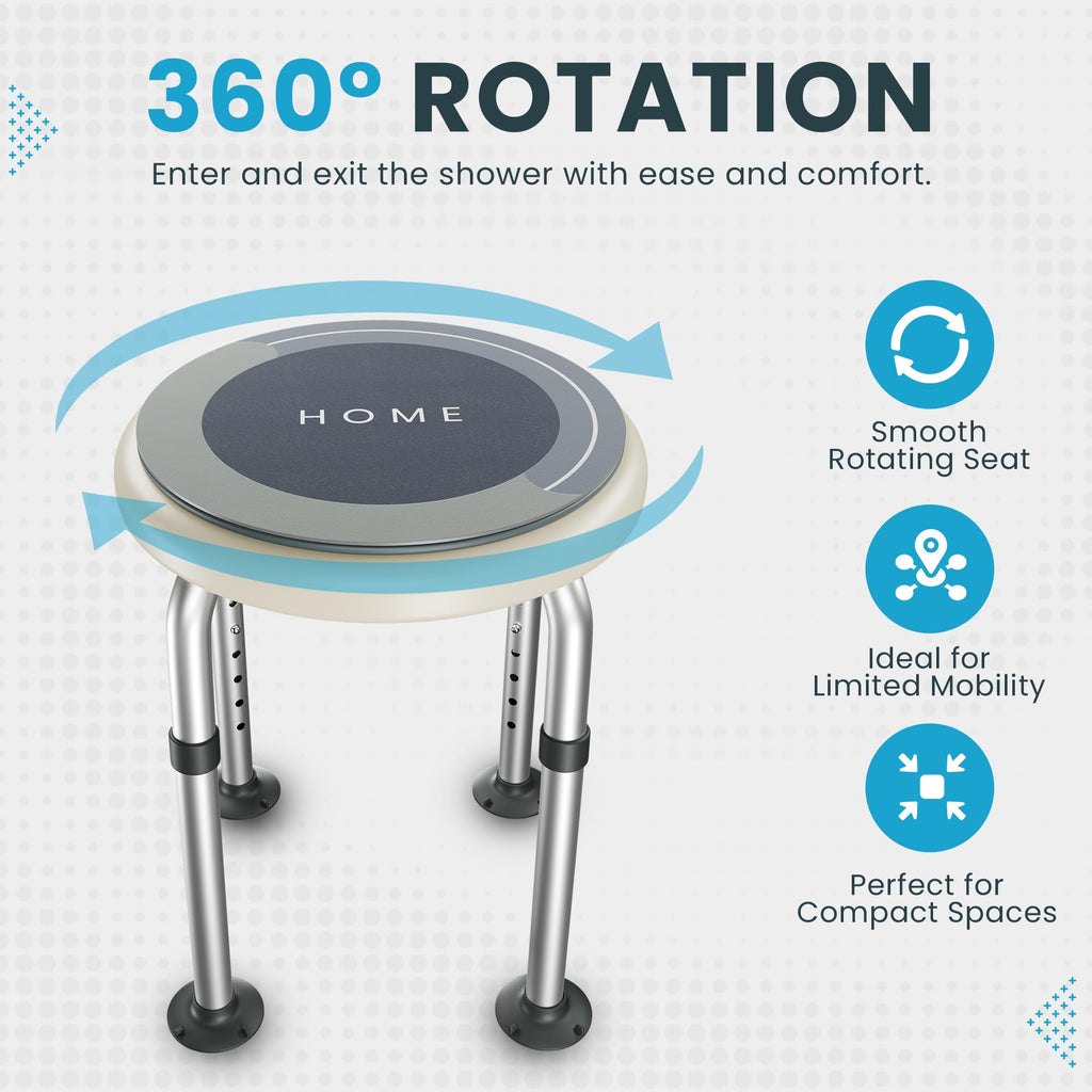 Adjustable Swivel Shower Stool with Non-Slip Feet K881967