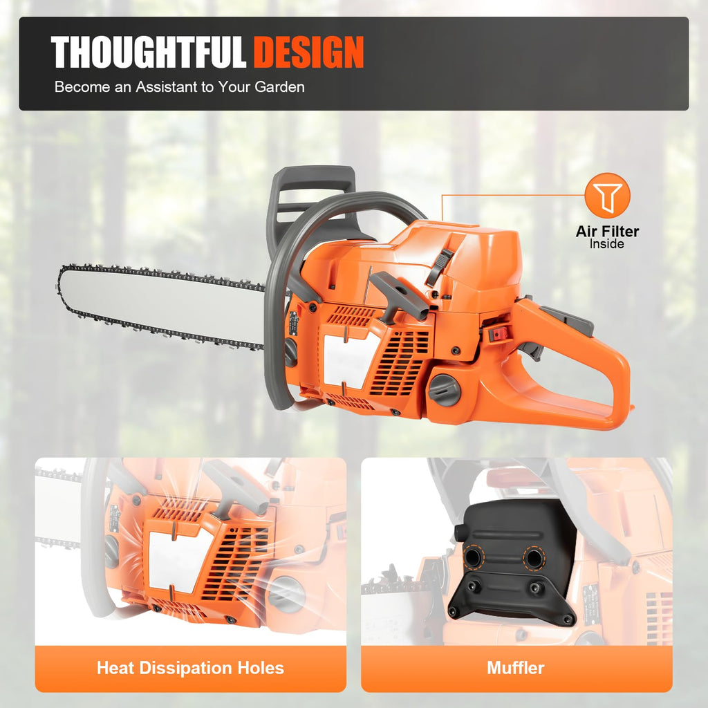 Gas Powered Chainsaw, 71.8cc 2-Stroke, 24 Inch M235755