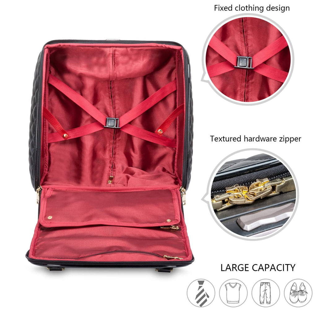 Leather Expandable Spinner Underseat Carry On Luggage U457552