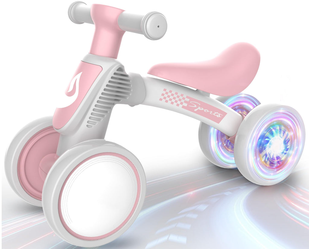 Baby Balance Bike No Pedal 4 Wheels Soft Seat E909