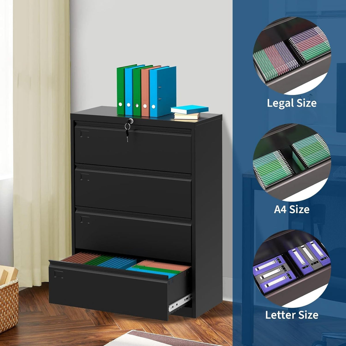 4 Drawer Metal File Cabinet with Lock O188797