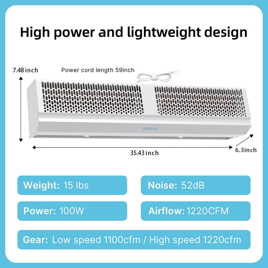 36'' Wall-Mounted 2-Speed Air Curtain X729