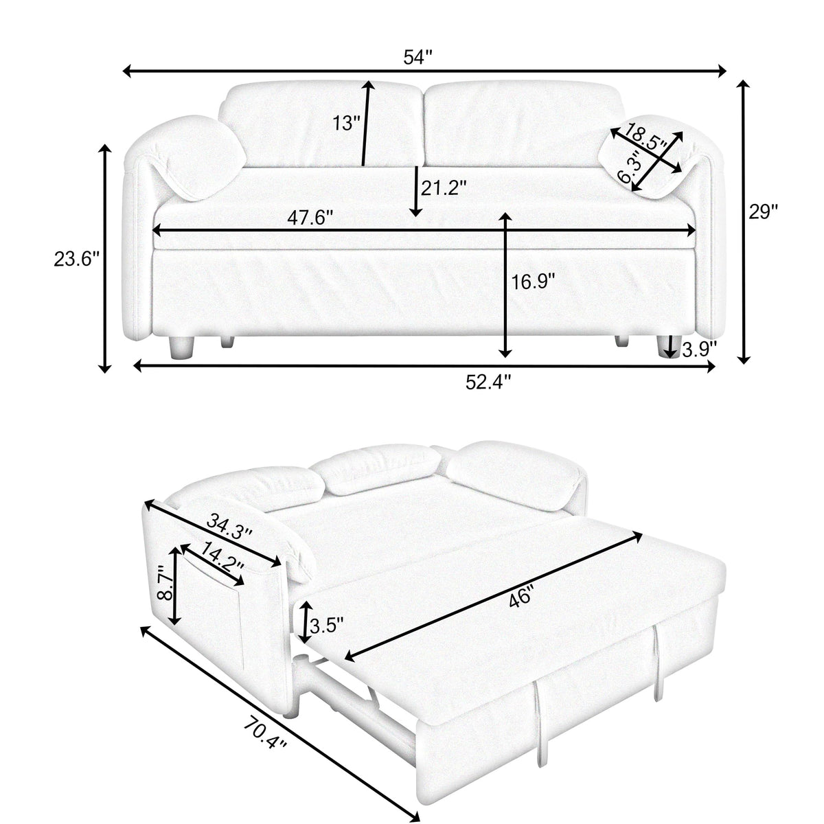 Pink Velvet 3 in 1 Convertible Sofa Bed P284841
