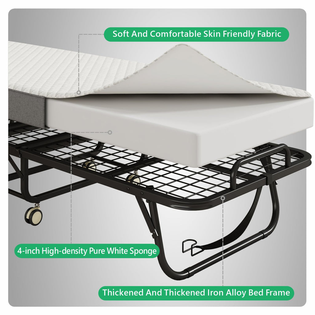 Folding Twin XL Size Bed with Memory Foam Mattress U628497