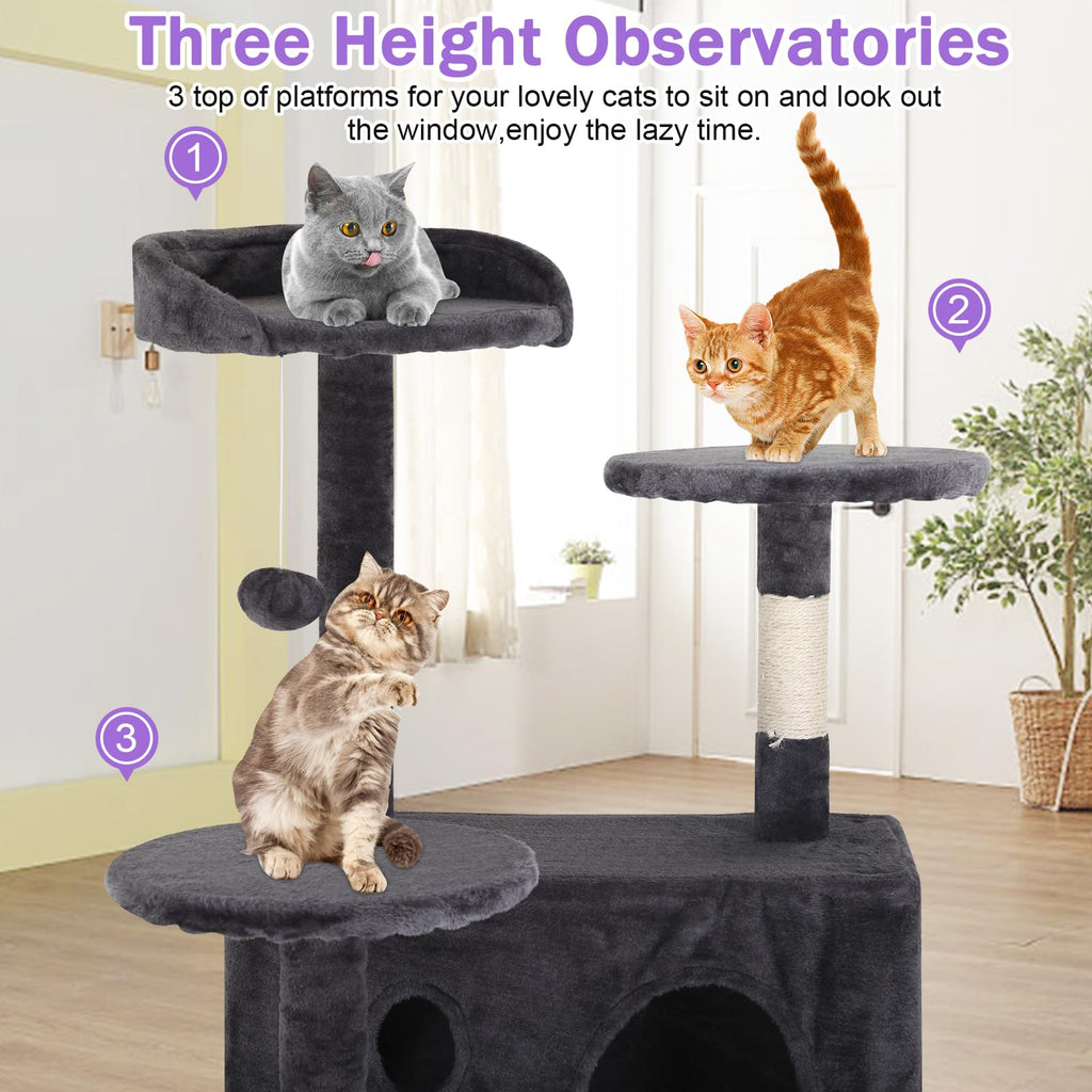 70 Inch Tall Dark Grey Cat Tree Cat Climbing Tower G103