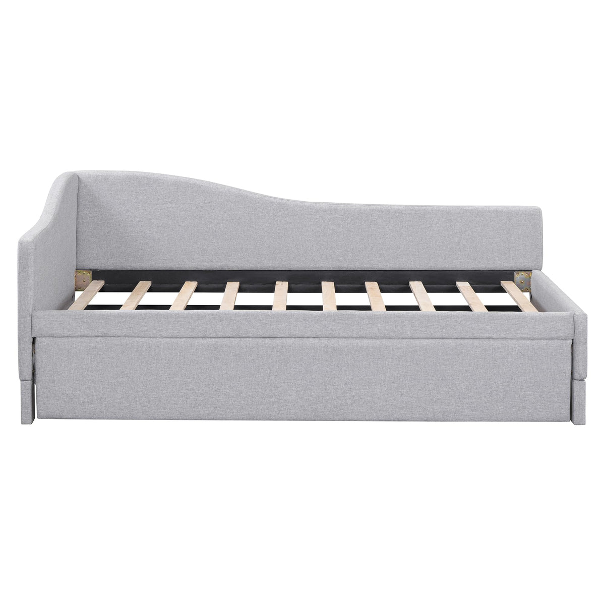 Twin Size Linen Extendable Upholstered Daybed with Pop Up Trundle U6402