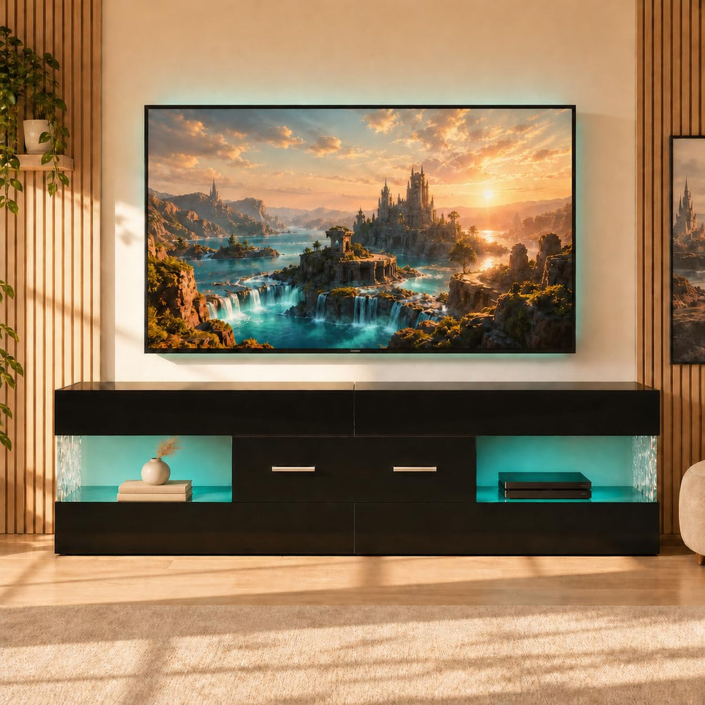 Black 60 Inch TV Stand with Drawer I26184