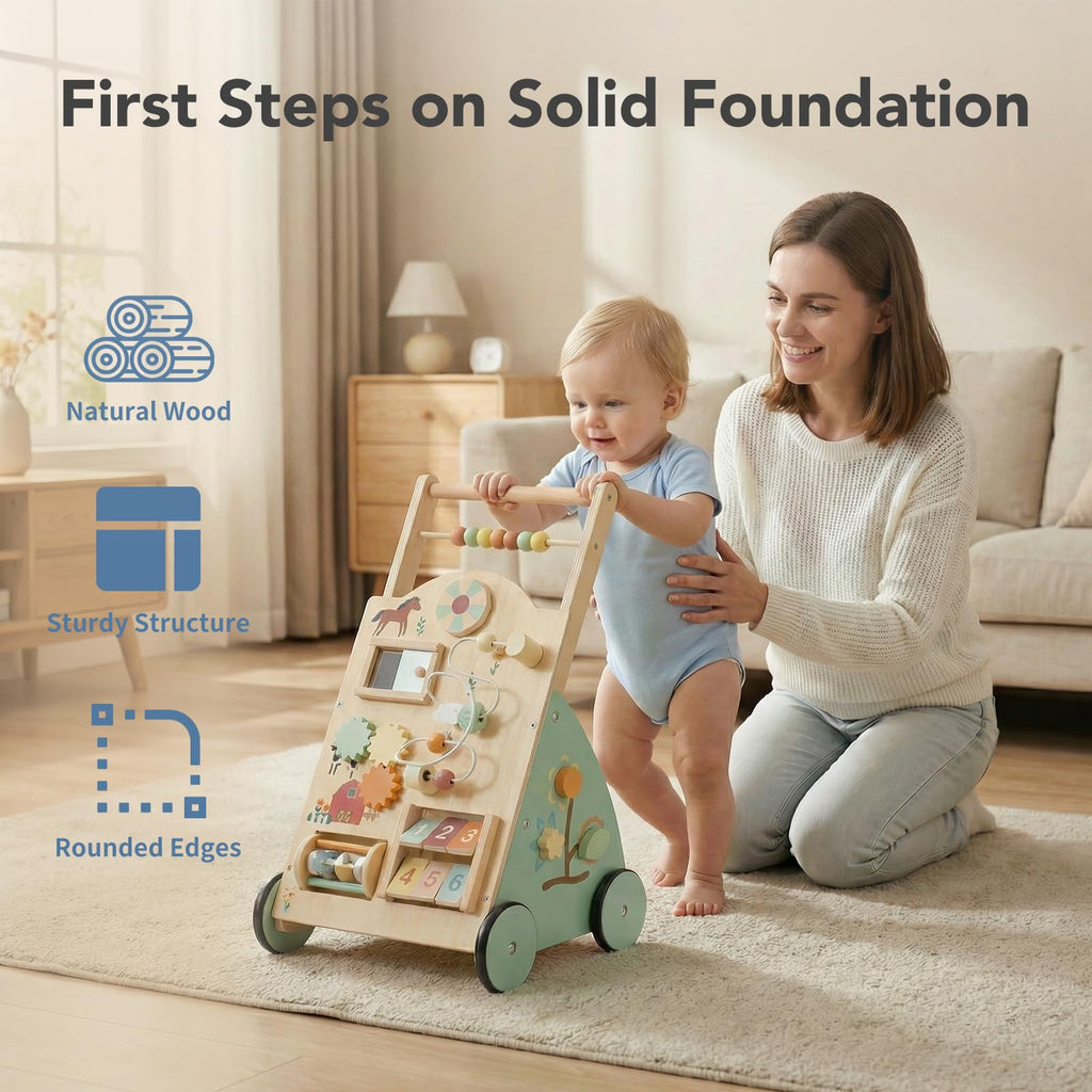 Wooden Baby Walker with Activity Center D79102
