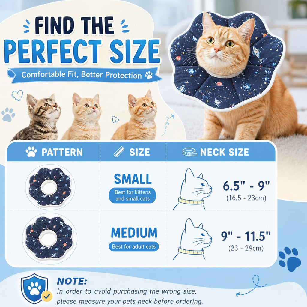 Soft Cat Recovery Cone Collar for Small Medium Cats V358