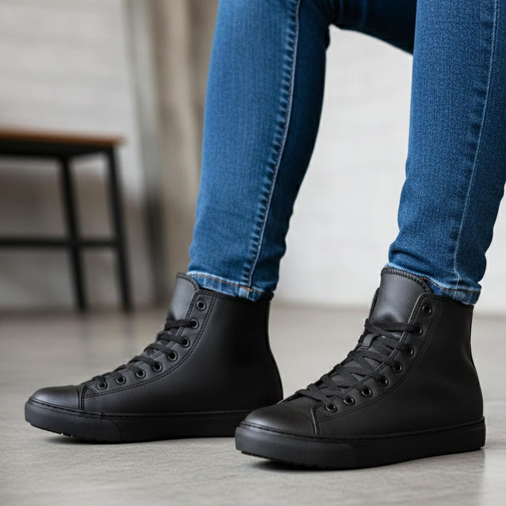 Black Waterproof Non-Slip Leather Work Shoes N3104