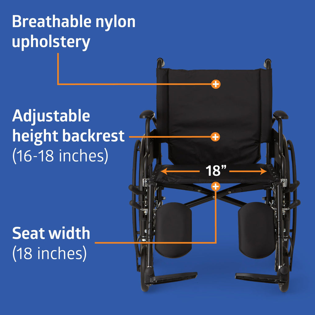 Lightweight Wheelchair with 18" Wide Seat and 300 lb. Weight Capacity V613