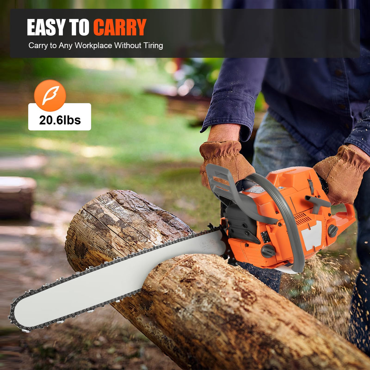 Gas Powered Chainsaw, 71.8cc 2-Stroke, 24 Inch M235755