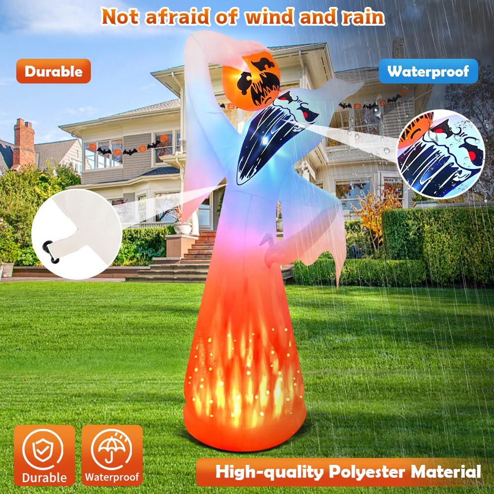 10 FT Halloween Inflatable Ghost with Pumpkin H980