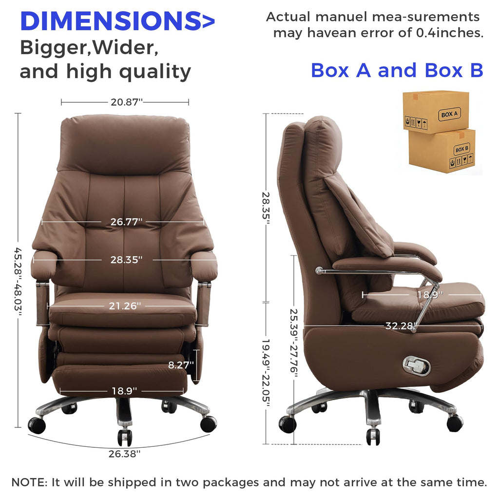 Brown PU Leather Recliner Chair with Footrest 400LBS B110456