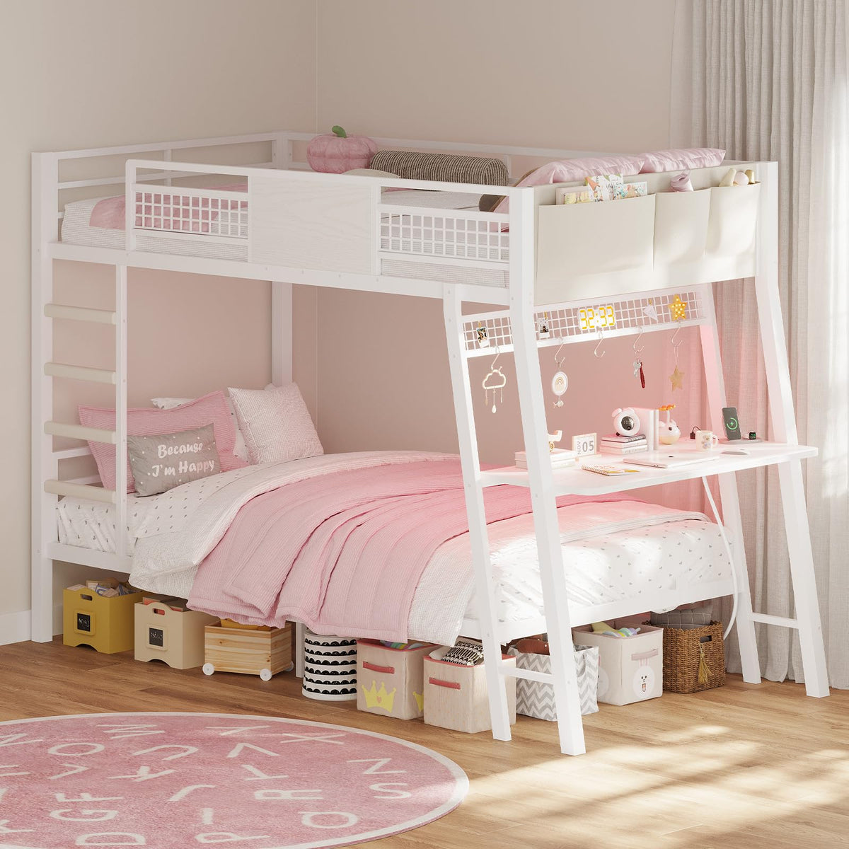 Twin Over Twin Bunk Beds with Desk D1368
