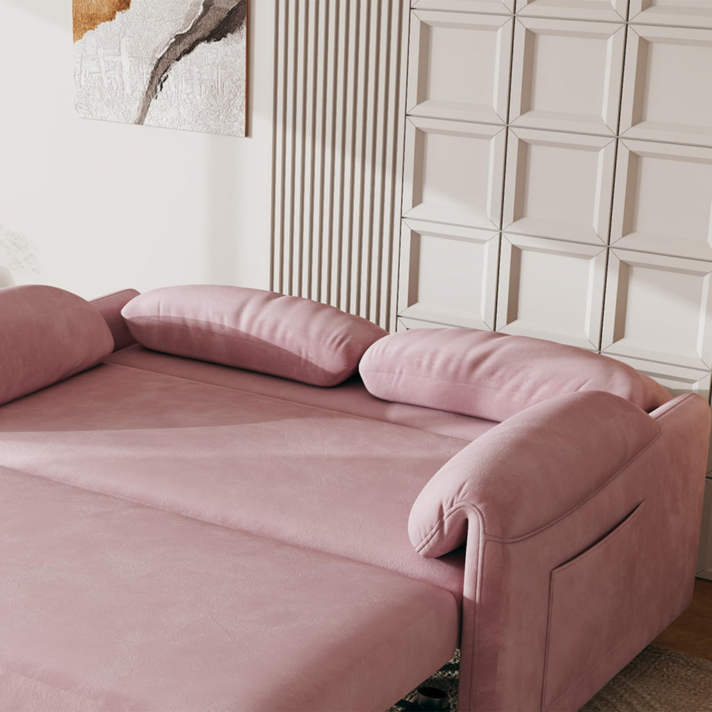 Pink Velvet 3 in 1 Convertible Sofa Bed P284841