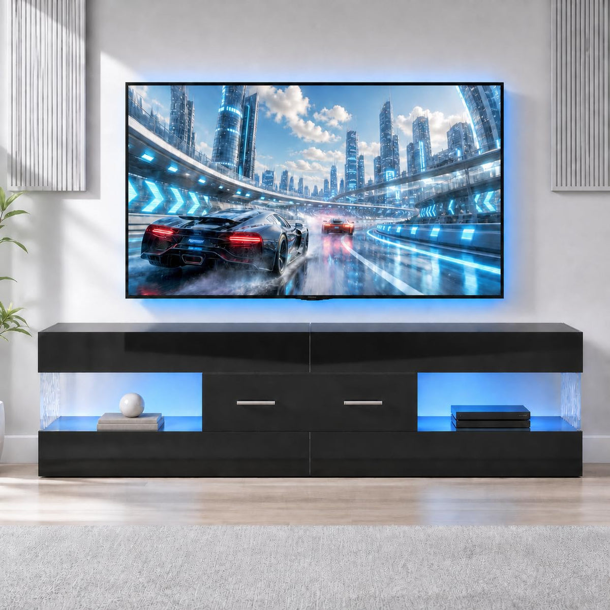 Black 60 Inch TV Stand with Drawer I26184