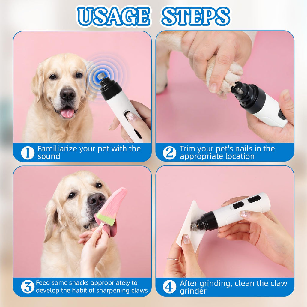 2-Speed Rechargeable Quiet Electric Pet Nail Grinder D9905