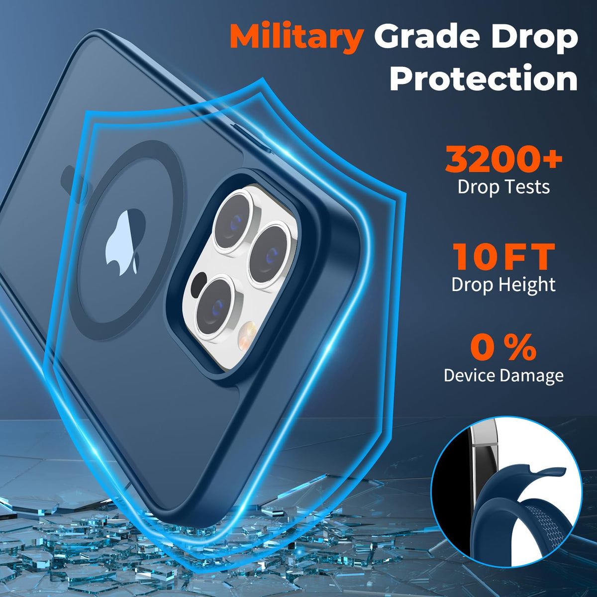 Magnetic iPhone 13 Pro Max Case Dark Blue B750