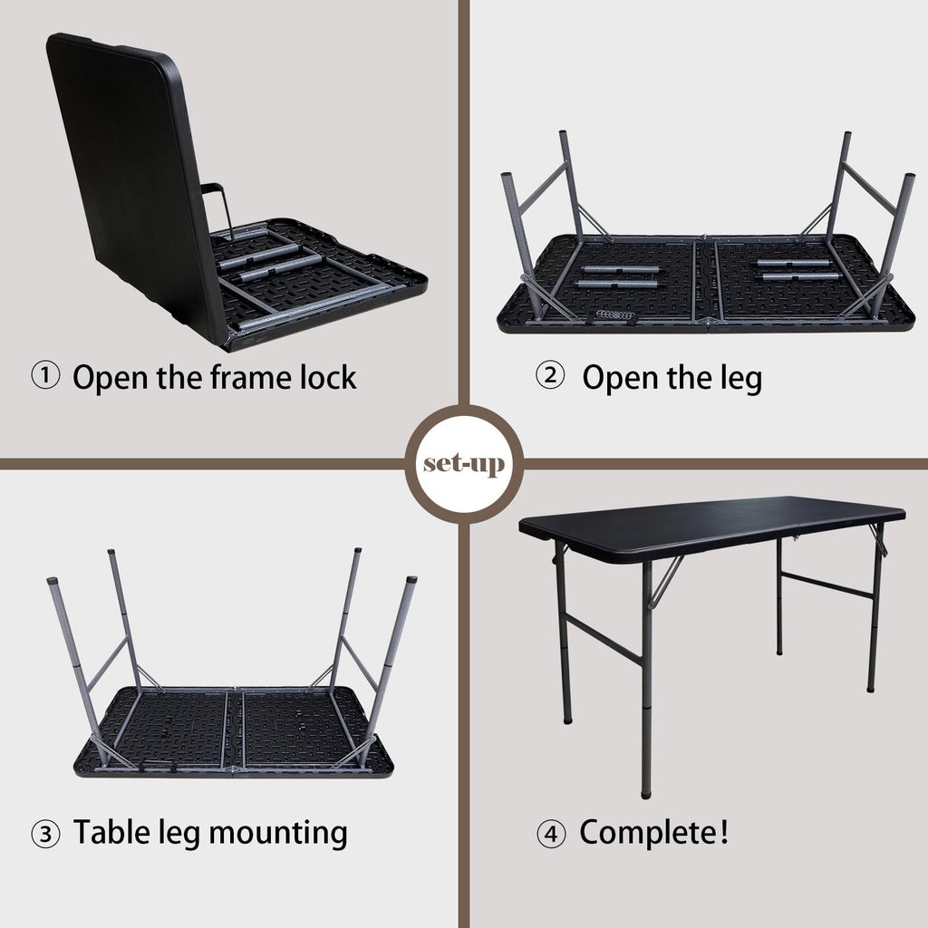 4 Foot Heavy Duty Fold-in-Half Folding Table with Handle E5813