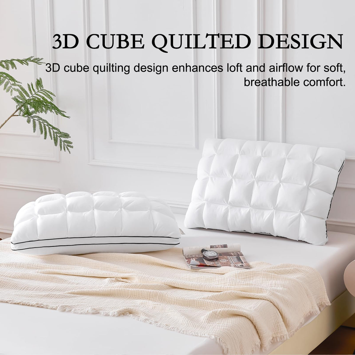 King Size Set of 2 Cotton Pillows I69578